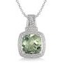 Jilco Inc. 10 Mil Cushion Cut Green Amethyst Pendant Necklace