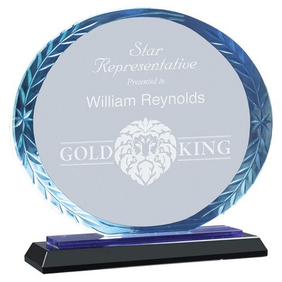 5 3/4" Blue Oval Accent Glass on Black Base