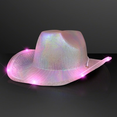 Light Up Iridescent Space Cowgirl Hat, Pink Lights - BLANK