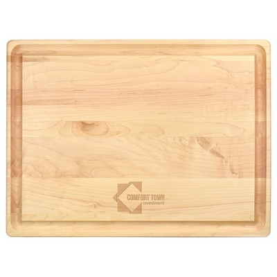 15" x 20" x 1 1/4" Maple Rectangular Butcher Block with Juice Groove