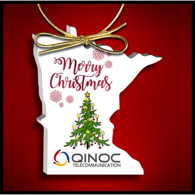 Minnesota Ornament in White Acrylic