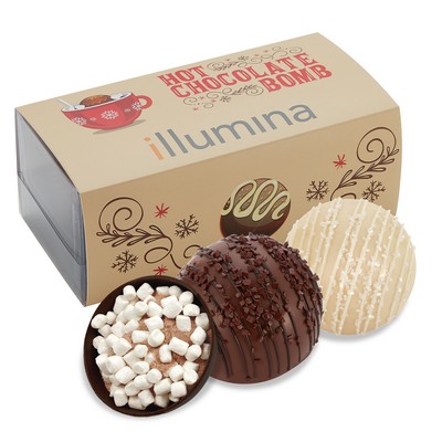 Mega Hot Chocolate Bomb Gift Box - 2 Pack - Milk & Dark Delight, White Chocolate Crystal