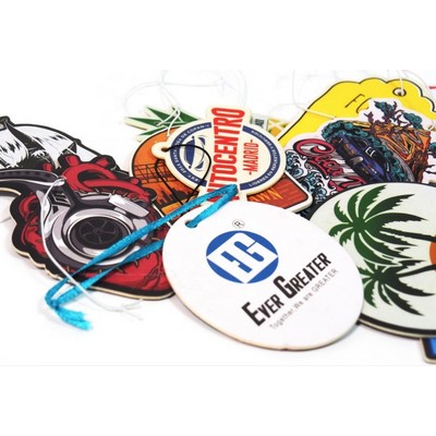 3.5" Die Cut Shape Custom Full Color Printed Air Freshener w/Summertime Peach Scent