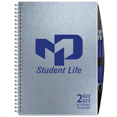 Academic Journal Planner w/Embossed Paperboard Cover & Pen (7"x 10")