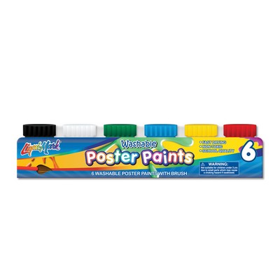 Liqui-Mark® Set of 6 Washable Poster Paints w/Brush - Classic colors