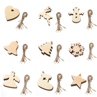 Blank Plywood Christmas Tree Ornaments 10pcs Set Into Small Pouch