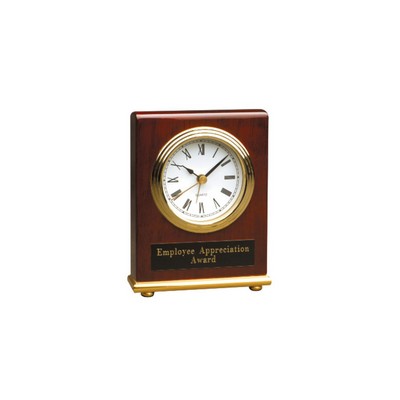 Rosewood Piano Finish Rectangle Desk Clock