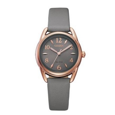Citizen® Ladies' Eco-Drive® Rose Gold-Tone Watch w/Gray Strap