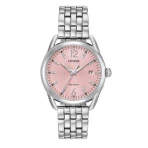 Citizen® Ladies LTR Eco-Drive® Stainless Steel Case & Bracelet Watch w/Light Pink Dial