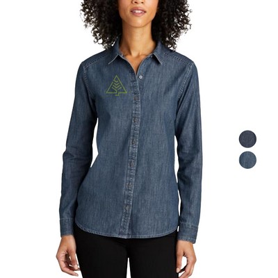Port Authority Ladies Long Sleeve Perfect Denim Shirt 5.4 oz