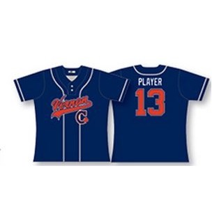 Two Button Up Trimstripe Baseball Jersey w/Single Striped Sleeves