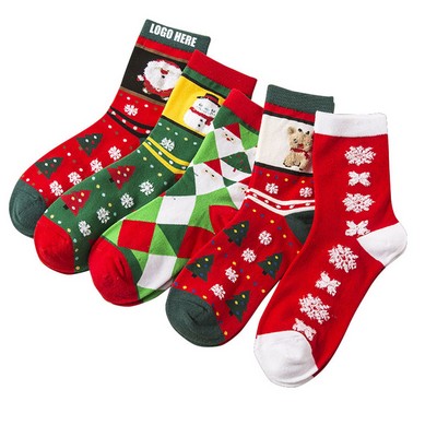 Christmas Cotton Crew Socks for Girls