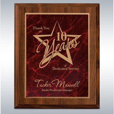 8" x 10" Cherry Finish Plaque with Red Marbleized Plate