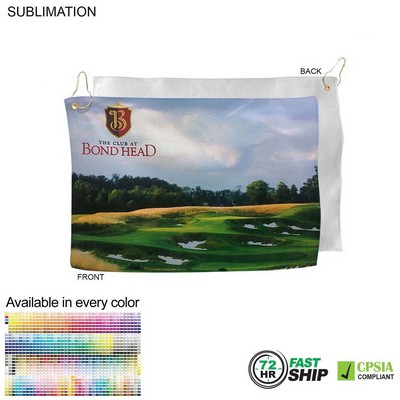 72 Hr Fast Ship - Microfiber Suede Shammy Golf Towel, 12x18, Nofold Grommet and Hook