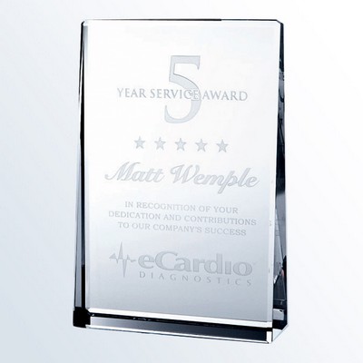 Wedge Crystal Award, 6 x 4 x 1 3/8"