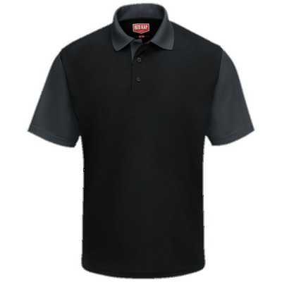 Red Kap™ Men's Performance Knit® Color-Block Polo - Black/Charcoal Gray