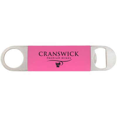 1 1/2" x 7" Pink/Black Bottle Opener with Silicone Grip