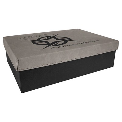 11 3/4" x 7 3/4" Gray Gift Box with Leatherette Lid