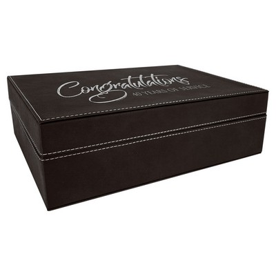 12 1/4" x 8 1/4" Black/Silver Leatherette Premium Gift Box
