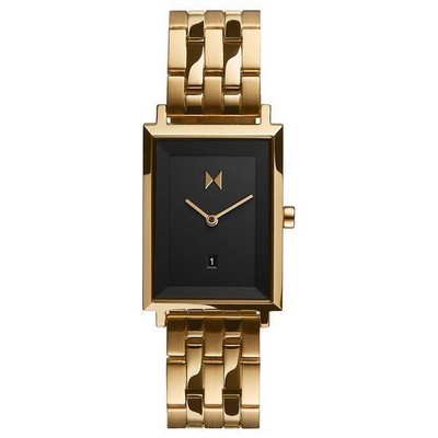 MVMT Signature Square Gold Stainless Steel Watch w/Black Dial