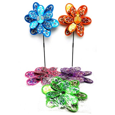 Double Deck Laser Peacock Pinwheel