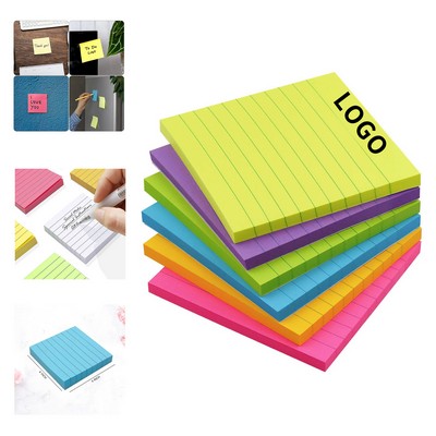 70 Sheets 4 x 4" Bright Colors Lined Self-Stick Pads