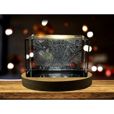 Sistine Chapel 3D Engraved Crystal Trophy Award w/LED Base Light