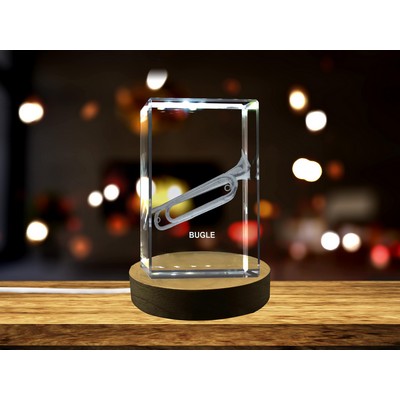 Bugle 3D Engraved Crystal Trophy