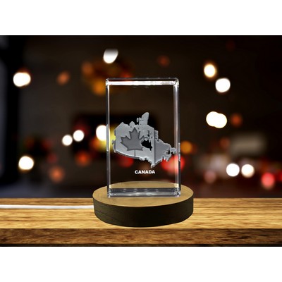 Canada 3D Engraved Crystal Trophy Award w/Maple Leaf - Recognition Keepsake