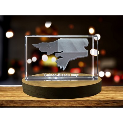 Guinea-Bissau 3D Engraved Crystal Trophy Award w/LED Base
