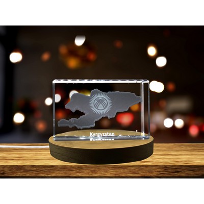 Kyrgyzstan 3D Engraved Crystal Trophy Award w/LED Light