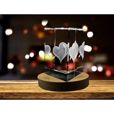 Cupid's Arrow Heart Recognition Trophy Award - 3D Engraved Crystal Gift for Anniversary