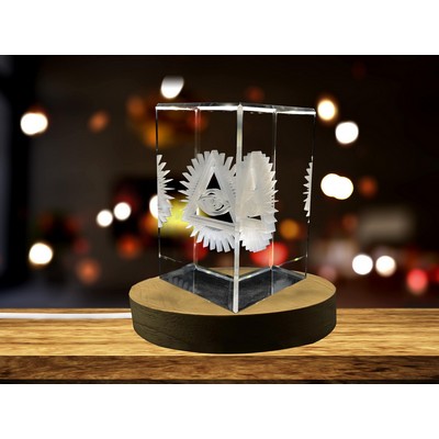 All-Seeing Eye 3D Engraved Crystal Trophy Award w/LED Base