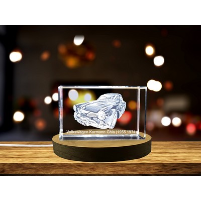 Volkswagen Karmann Ghia (1955-1974) 3D Engraved Crystal Tribute w/LED Base
