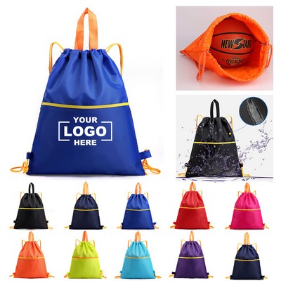 Waterproof Drawstring Backpack w/Front Pocket