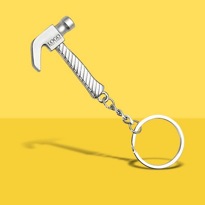 Custom Silver Hammer Keychain