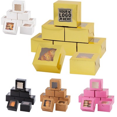 4 x 4 x 2.5" Paper Cookie Boxes With Window