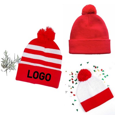 Double-Layer Knit Christmas Hat