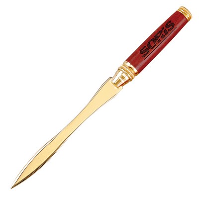 Terrific Timber-11 Wooden Letter Opener with Sunk-Relief Gold Trims