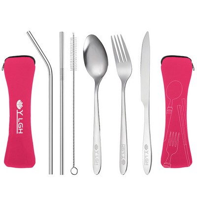 6 Pieces Cutlery Set with Zipper Pouch