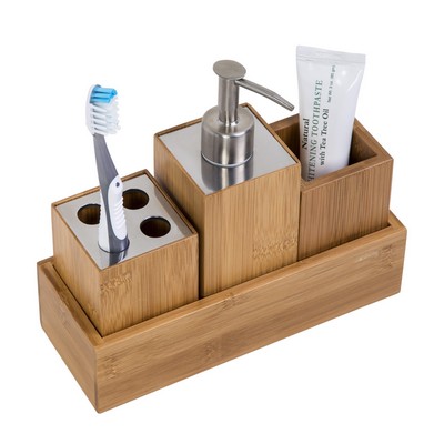 Honey-Can-Do 4Pc Bamboo Bathroom Countertop Set