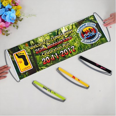 Custom 27" x 9.45" Reusable Retractable Roller Banner, Low Minimum