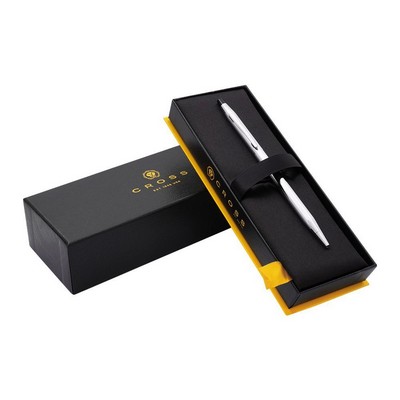 Chrome Click Cross Roller Ball Pen w/ Black Clip.