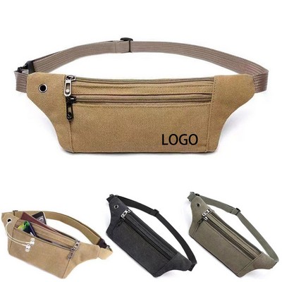 Canvas 3-Zipper Fanny Pack
