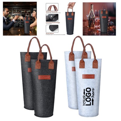 Single Felt Bottle Wine Tote Bag