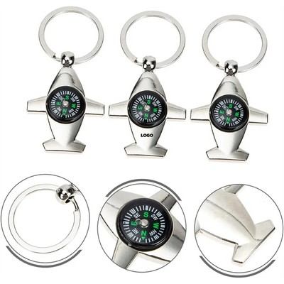 Plane Shaped Compass Key Chain