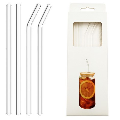 4 pcs Reusable Glass Straws Set
