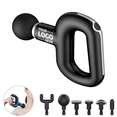 Ring Shaped Muscle Vibration Massager Tool with 3 Speed Settings and 6 Interchangeable Heads