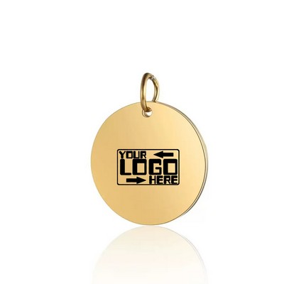 1"Round Golden Tag Pendant With Jump Ring