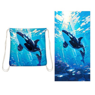 2" 1 Drawstring Beach Towel Backpack 55 x 28"